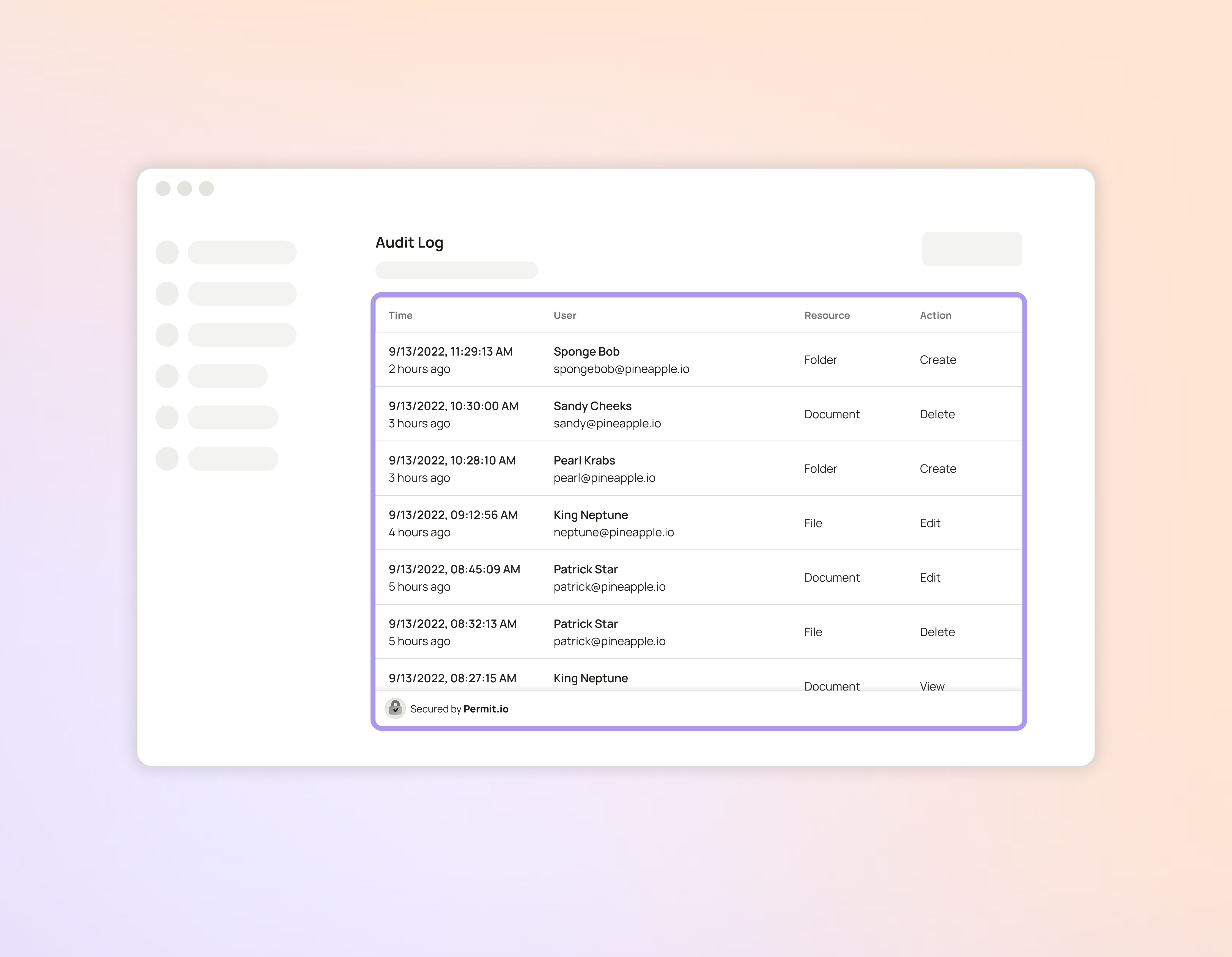 Audit Logs Element