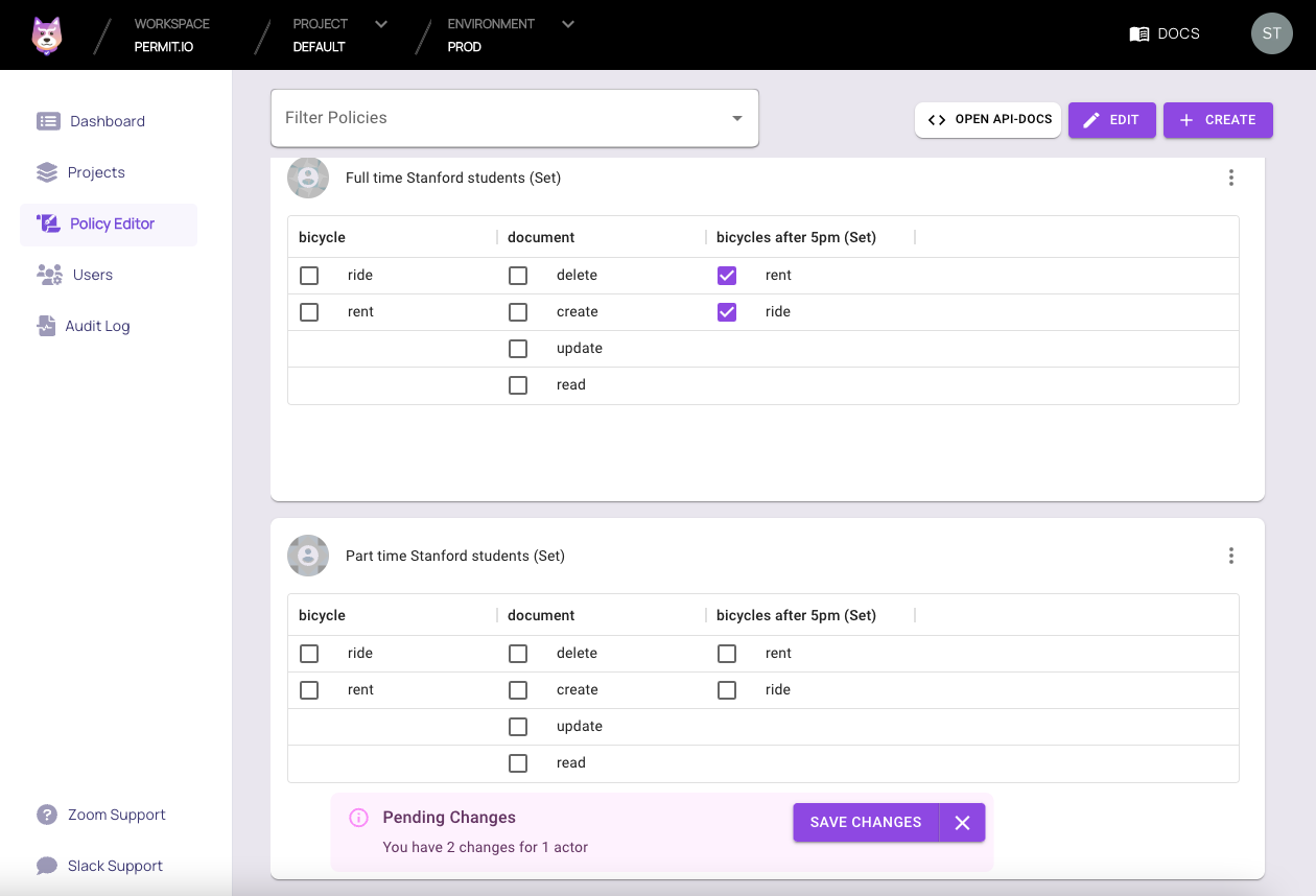 Saving Permissions